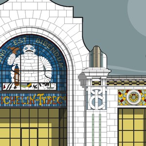Karta Domowa Michelin: Ilustracja architektury Londynu w stylu art déco zdjęcie 3