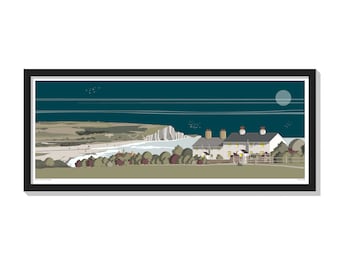 Seven Sisters Limited Edition Print, East Sussex Landscape Print, Gift for architect, Seven Sisters Artwork, Seven Sisters Giclee Print