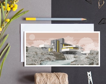 Tarjeta de felicitación de la Casa de la Cascada: Arquitectura de Frank Lloyd Wright (personalizada)