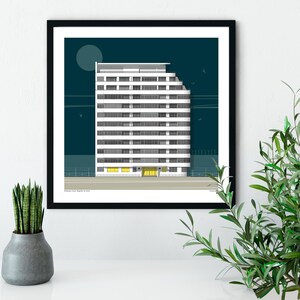 Brighton Embassy Court Limited Edition Print, Modernist Architecture, Brighton Architecture Drawing, Brighton Landmark, Gift for Architect