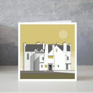 Biglietto d'auguri Hill House, biglietto d'auguri punto di riferimento della Scozia, biglietto per architetto, biglietto per edificio modernista, biglietto Rennie McKintosh, disegno architettonico