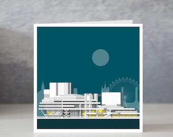 National Theatre Blue Card / Greetings Card / Notecard / London Architecture / Brutalist Card / Architectural Illustration