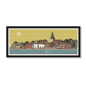 Bosham Harbour Giclee Print: Sussex Architectural Illustration