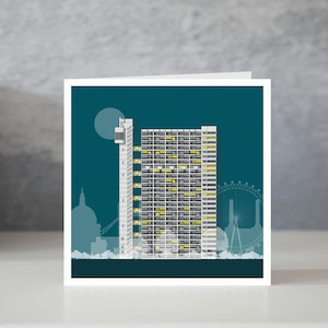 Trellick Tower Card: London Brutalist Architecture Illustration