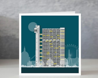 Trellick Tower Card: London Brutalist Architecture Illustration