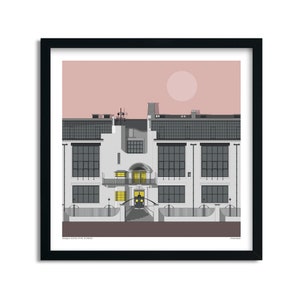 Glasgow School of Art Sun Print, Modernist Architecture, 3 sizes and 4 colours to choose from, Mid Century Print, Contemporary Artwork