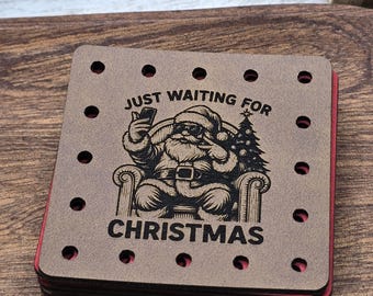 Just Waiting for Christmas Faux Leather Patches Crochet Beanies ~ Cozies ~ Ear warmers ~ Knit Hats