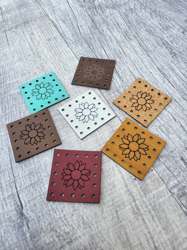 Sunflower Faux Leather Patch: Crochet, Knit & Sewing Embellishment - Thumbnail 2