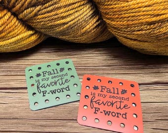 Fall is my second favorite F word Faux Leather Patch!  Crochet! Knitting! Patches! Beanie Patch! Cozy Patch!  Autumn! Coffee Cozy Patch!