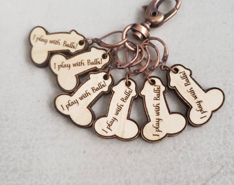 Get Your Balls in Order! Hilarious Handmade Wooden Penis Stitch Markers - Set of 6 - "I Play With Balls" Design. Perfect Crochet Gift!