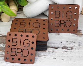 BIG BRO  Crochet Beanie Patch! Knit Hat Patch! Faux Leather! Ultrasuede! 3 Sizes! Boho Patch! Patch for Handmade Items! Family Patches!