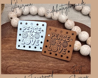 Peace & Love Faux Leather Patch: Sew-On Patches (3 Sizes)