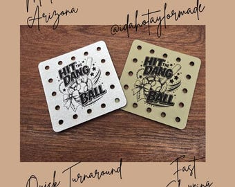 Hit the Dang Ball Faux Leather Patches Crochet Beanies ~ Cozies ~ Ear warmers ~ Knit Hats ~ Sports Baseball Softball