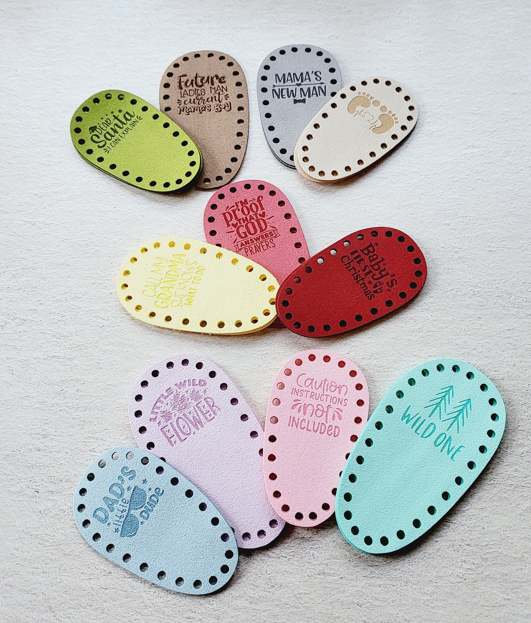 Microsuede Baby Bootie Soles: Crochet Shoe Supplies, Preemie-12 Months, Laser Engraved - Thumbnail 2