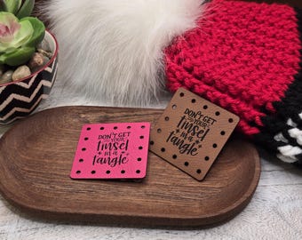 Don't Get Your Tinsel in a Tangle Faux Leather Patches Crochet Beanies ~ Cozies ~ Ear warmers ~ Knit Hats