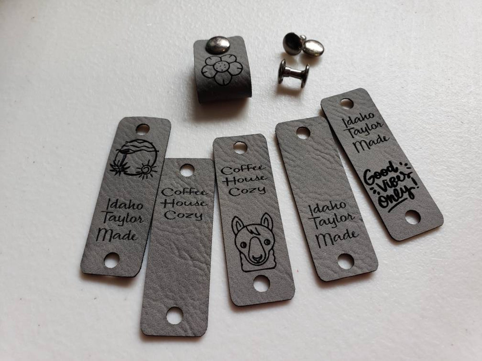 Grey Faux Leather Tag 65 X 2 00 Knit Hat Tags Etsy