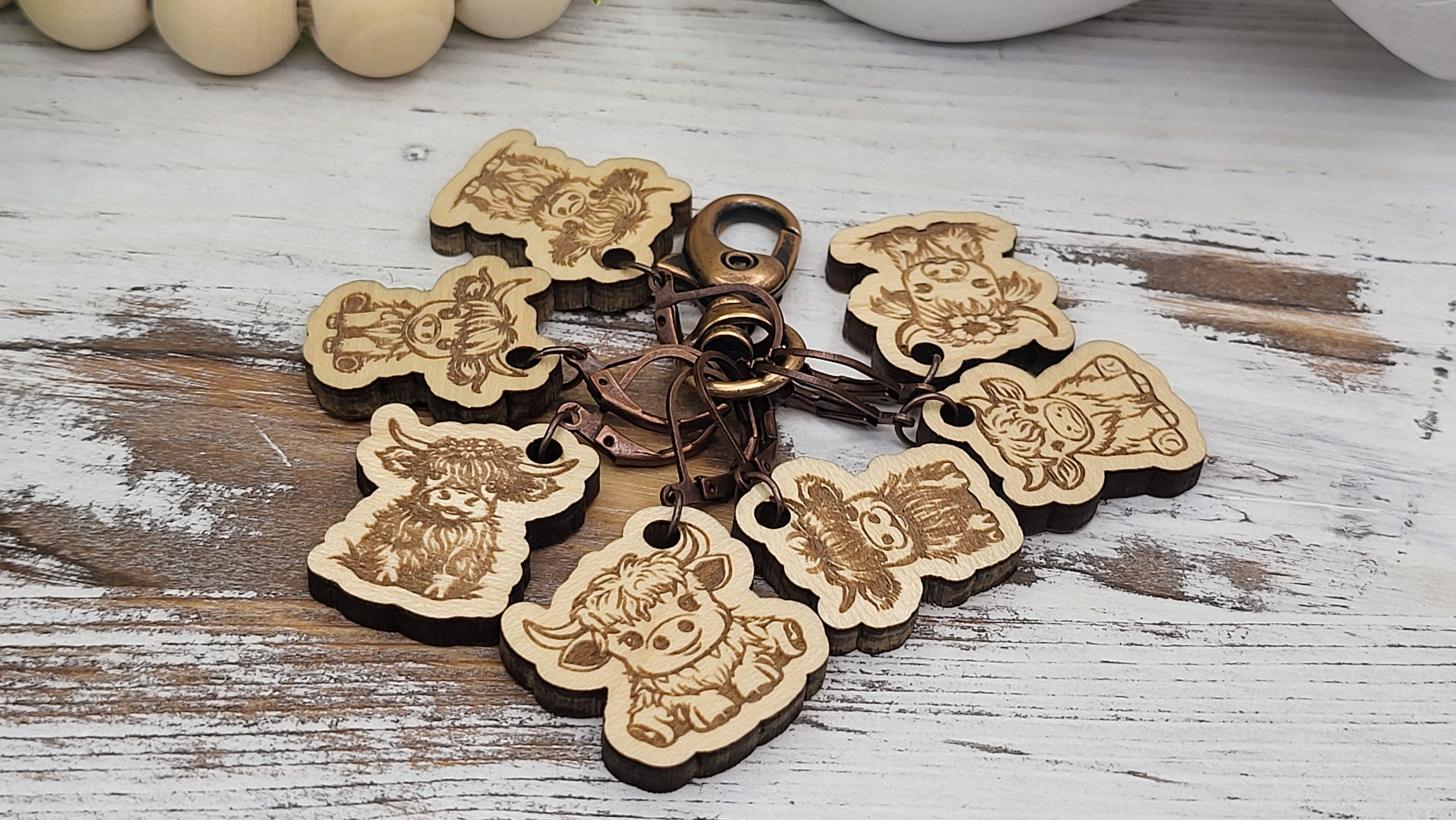 Highland Cow Stitch Markers: Handmade Crochet Accessory, Set of 7 - Thumbnail 6