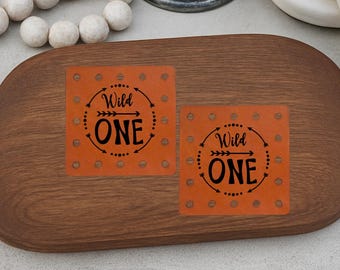 Wild One! Faux Leather Patch!  Crochet! Knit! 3 Sizes!  Beanie Patch!