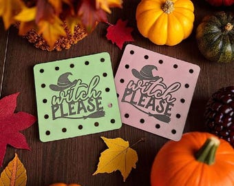 Set of 4 Witch Please Faux Leather Patches Crochet Beanies ~ Cozies ~ Ear warmers ~ Baskets ~ Market Bags ~ Knit Hats ~ Book Covers! Broom