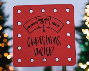 Christmas Meter Working On it Patch!  Blanket Patches! Knit Hat Patch! Crochet Beanie Patch! Cup Cozy Patches! Winter! Nice! Naughty!