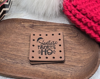 Santa's Favorite Ho Faux Leather Patches Crochet Beanies ~ Cozies ~ Ear warmers ~ Knit Hats