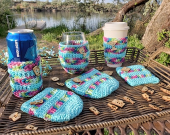 Milner Drinks Set Travel Mug, Can Cozy and Stemless Wine Glass Cozy  Crochet Pattern PDF Digital File