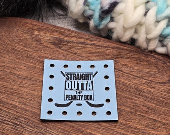 Straight Outta The Penalty Box Faux Leather Patches Crochet Beanies ~ Cozies ~ Ear warmers ~ Knit Hats ~ Sports Hockey