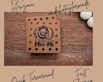 Daddy's Mini Me Faux Leather Patch:  Baby Theme Sew-On Patches (3 Sizes) Crochet or Knit Baby Beanie Patch.