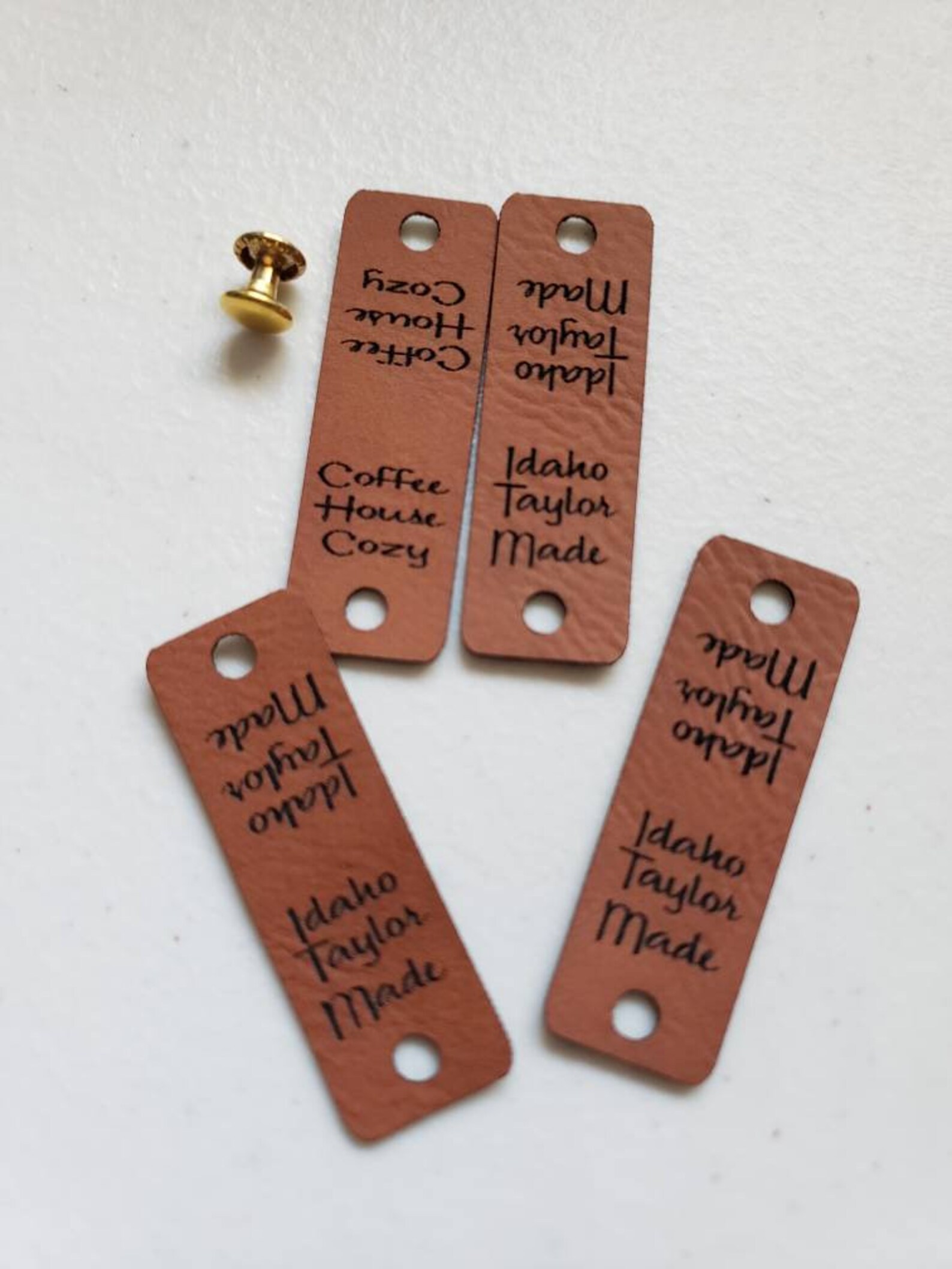 Chestnut Faux Leather Tag .65 x 2.00 Knit hat Etsy