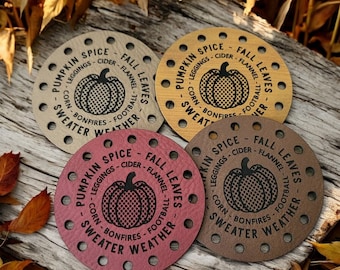 Fall Leaves Sweater Weather Bonfires Vegan Leather Patches! Crochet Patch! Knit Hat Patch! Fall Harvest Autumn Coffee Cup Cozy Patches!