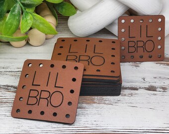 LIL BRO  Crochet Beanie Patch! Knit Hat Patch! Faux Leather! Ultrasuede! 3 Sizes! Boho Patch! Patch for Handmade Items! Family Patches!
