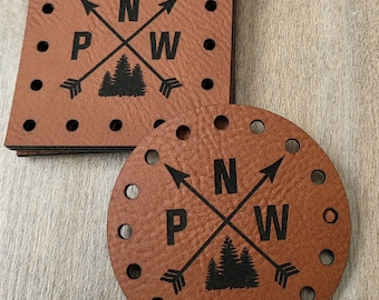 PNW Vegan Leather or Ultrasuede Patch! Crochet Beanie Patch! Knit Baby Hat Patches! Pacific North West