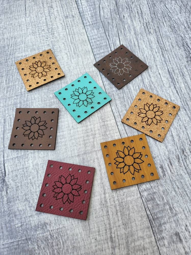 Sunflower Faux Leather Patch: Crochet, Knit & Sewing Embellishment - Thumbnail 3