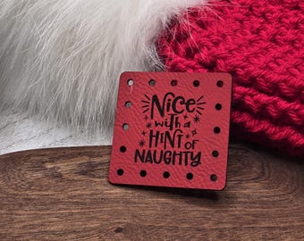Nice with a Hint of Naughty Faux Leather Patches Crochet Beanies ~ Cozies ~ Ear warmers ~ Knit Hats