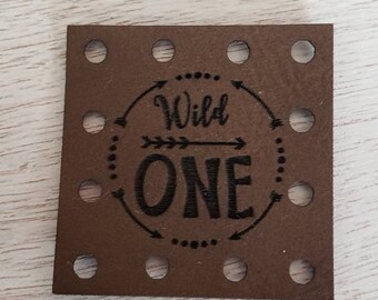 Wild One Faux Leather Patch!  Blanket Patches! Knit Hat Patch!  Crochet Beanie Patch!  Cup Cozy Patches!  Vegan Patches!