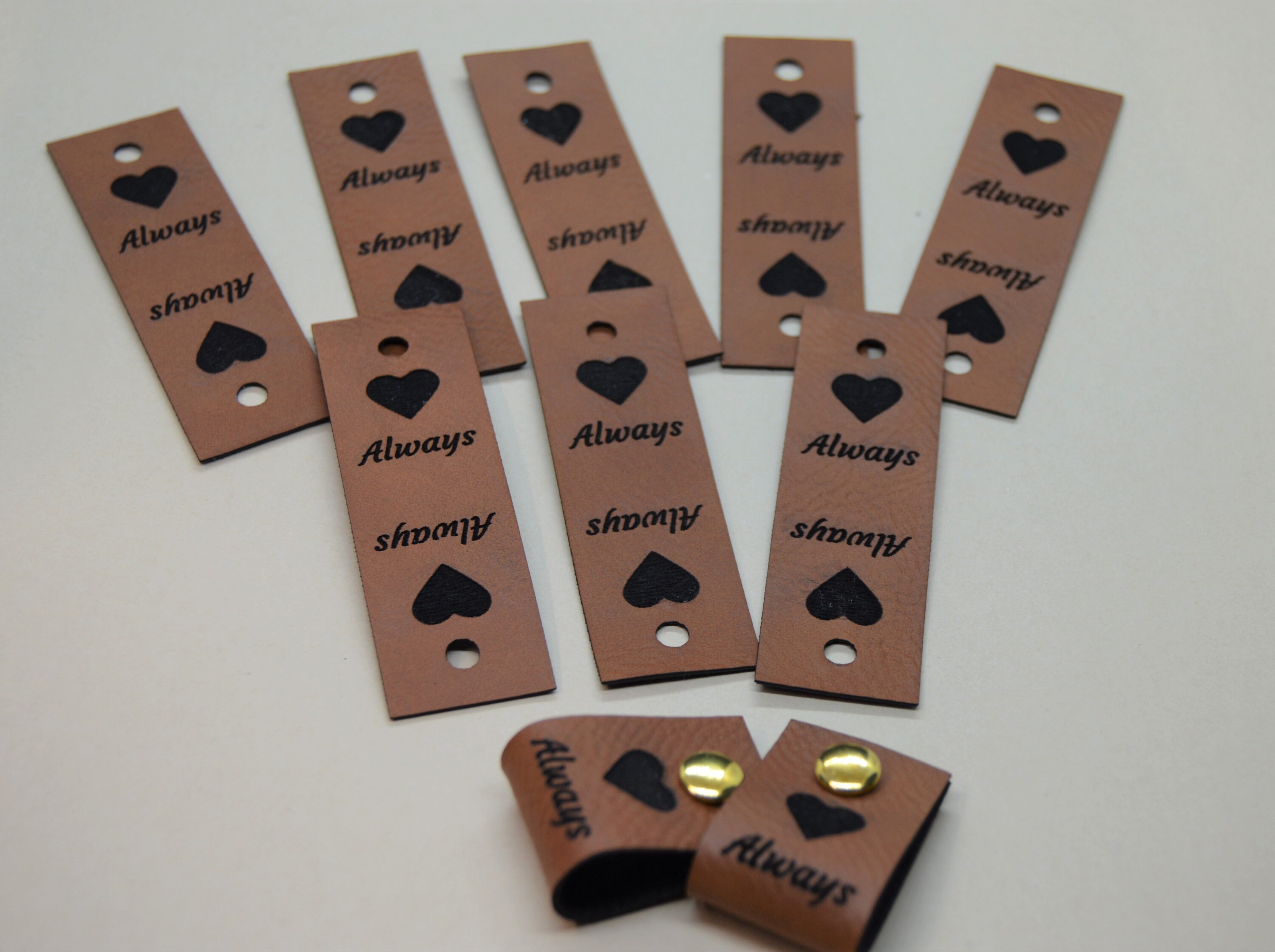 Chestnut Faux Leather Tag .85 x 2.75 Knit hat tags! Crochet beanie