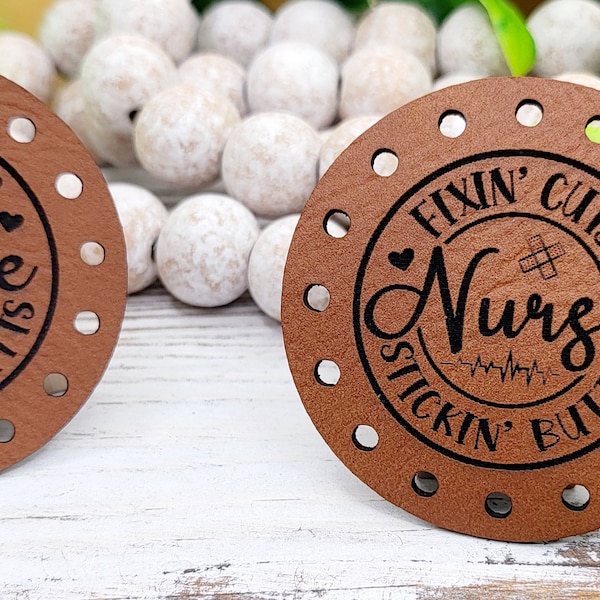 Nurse Fixin' Cuts Stickin' Butts!  Faux leather or ultrasuede Patches! Knit Hat Patch! Crochet Beanie Patch!  Cup Cozy Patch! Humor! Funny!