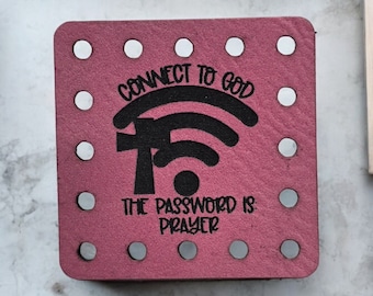 Connect to God The Password is Prayer Vegan-Friendly Faux Leather! Knit Hat Patch! Crochet Patch! Cozy Patches! Ultrasuede! Inspirational!