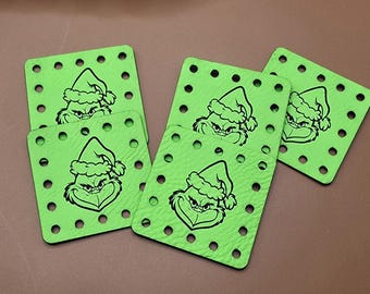 Grinch Face Stocking Hat PATCHES! Faux Leather Patch!  Knit Hat Patch!  Crochet Beanie Patch!  Cup Cozy Patch!  Christmas! Fun! Holiday!