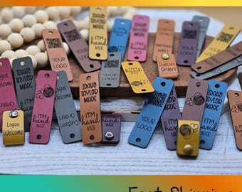 Custom Faux Leather Fold Over Tags: Crochet, Knit, Logo (0.75" x 2.75")