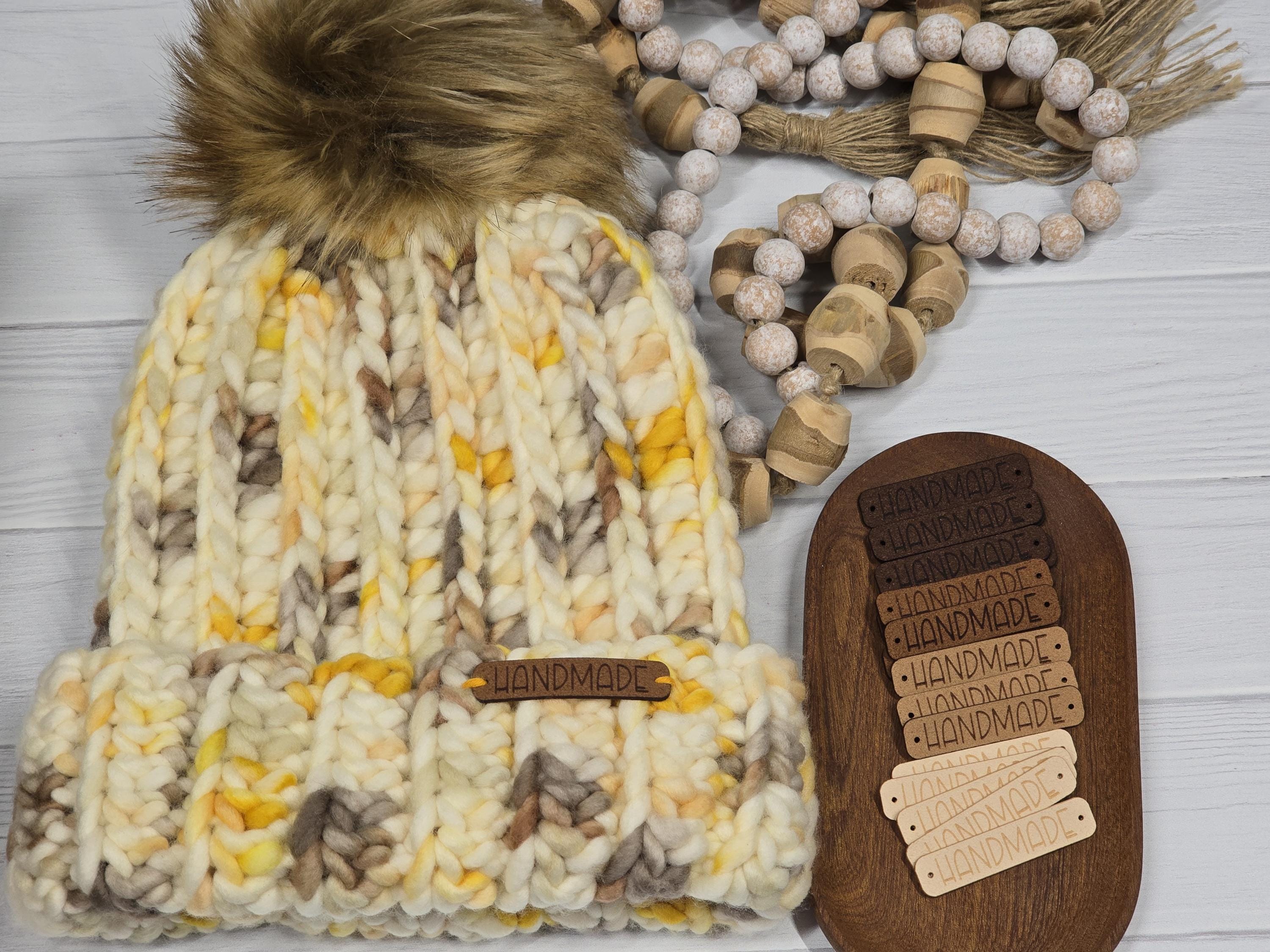 20 Faux Suede Handmade Tags: Knitting, Crochet, Washable Labels (2.1x0.5 in)