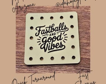 Fastballs and Good Vibes Faux Leather Patches Crochet Beanies ~ Cozies ~ Ear warmers ~ Knit Hats ~ Sports Baseball Softball