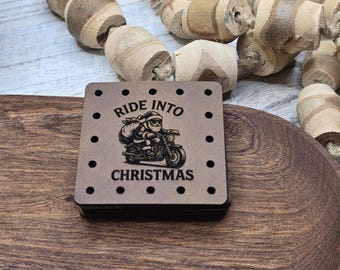 Ride into Christmas Faux Leather Patches Crochet Beanies ~ Cozies ~ Ear warmers ~ Knit Hats