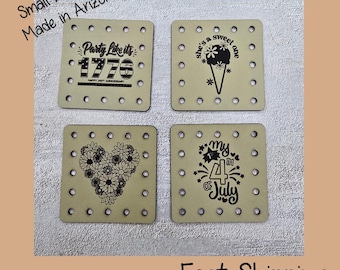 Party 1776, My 1st 4th of July Faux Leather Engraved Patches | Sarcasm & Style Sew-On Labels Crochet, Knit | No holes on request  Set of 4