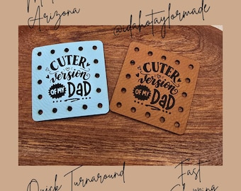 Cuter Version of My Dad Faux Leather Patch:  Baby Theme Sew-On Patches (3 Sizes) Crochet Beanie Patch, Knit Patch