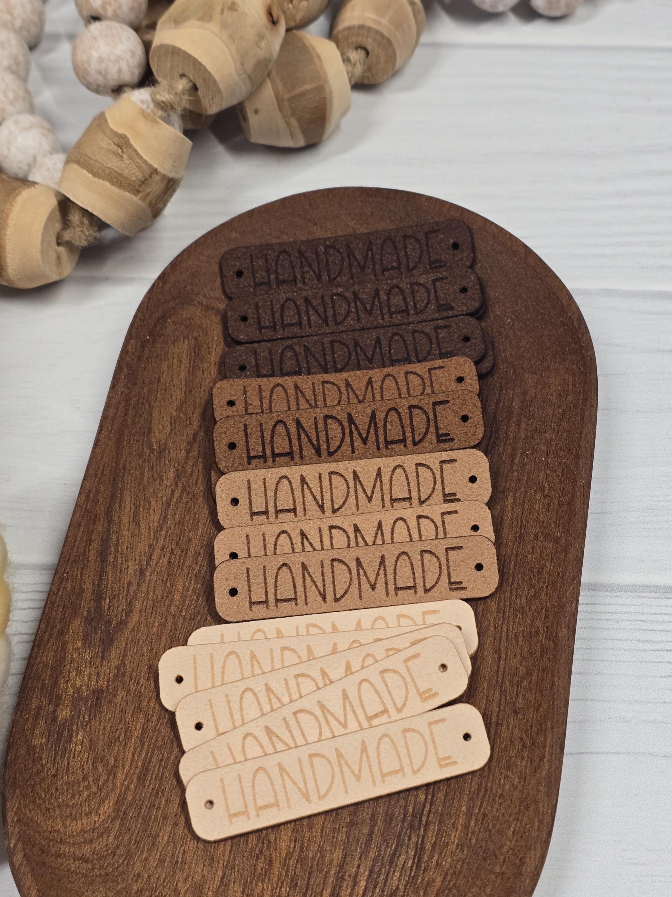 20 Faux Suede Handmade Tags: Knitting, Crochet, Washable Labels (2.1x0.5 in) - Thumbnail 6