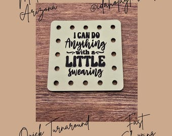 I Can Do Anything With A Little Swearing Faux Leather Patches Crochet Beanies ~ Cozies ~ Ear warmers ~ Knit Hats ~ Humor ~ Funny