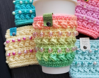 Coffee House Mug Cozy  Crochet Pattern! PDF Digital File!  Coffee Mug Cozy!  Cup Cozy! Travel Mug!
