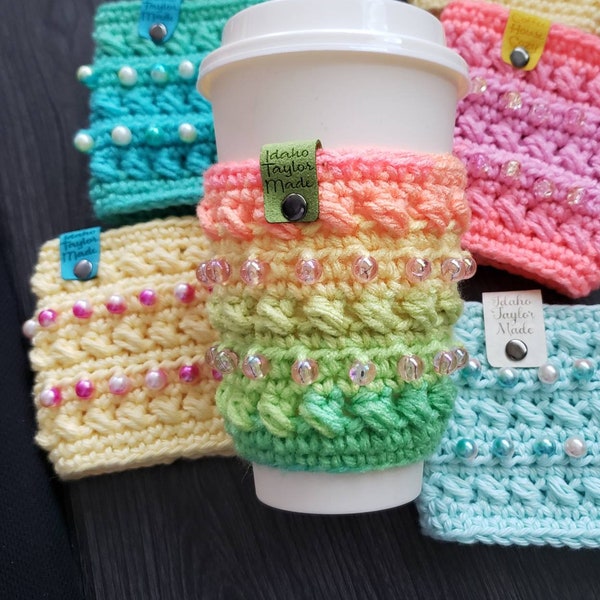 Coffee House Mug Cozy  Crochet Pattern! PDF Digital File!  Coffee Mug Cozy!  Cup Cozy! Travel Mug!