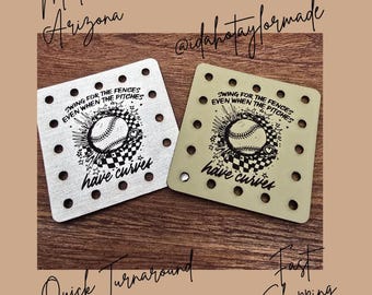 Swing for the Fences even when the Pitches have Curves Faux Leather Patches Crochet Beanies ~~ Knit Hat Patches ~ Sports Baseball Softball